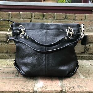 Coach Brooke Soft Black Leather Shoulder Bag Pebbled Hobo Handbag F17165